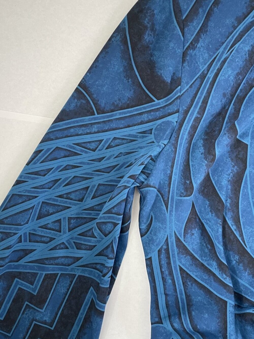 Emilio Pucci Blue Geometric Print Silk Ruched Mock Neck Mini Dress NWT 44 10 - Picture 6 of 16